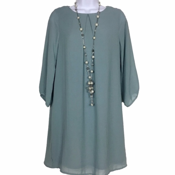 Powder Blue Long Sleeve Shift Dress Size 2 by H&M